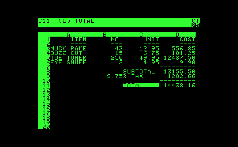 Tablolama Programı (Spreadsheet Yazılımı - VisiCalc)